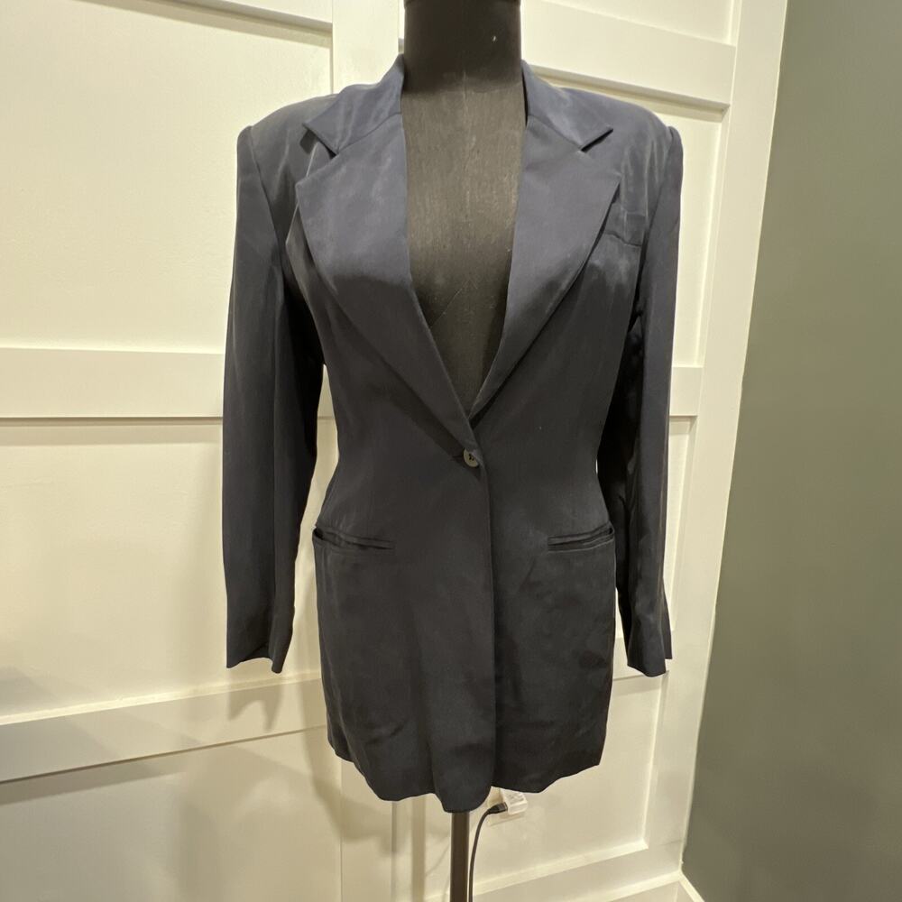 Patrick Collection Silk‎ Blazer, Women’s Medium, Navy